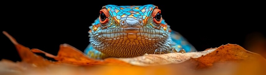 Fototapeta premium Lizard Close-up on Leaves