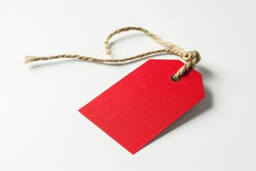 A Red Clothing Tag on a White Background Discounts Layout for Your Project