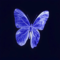 Blue Morpho Butterfly, isolated on black background, nature, insect, wings, design element