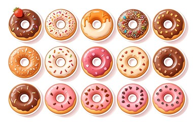 Obraz premium Donuts Background Image, Food Dessert Bread Banner Texture Sticker Advertisement