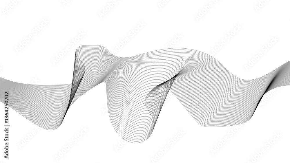 Sticker thin wavy line abstract background. wavy line horizontal divider outline minimalist background. tech