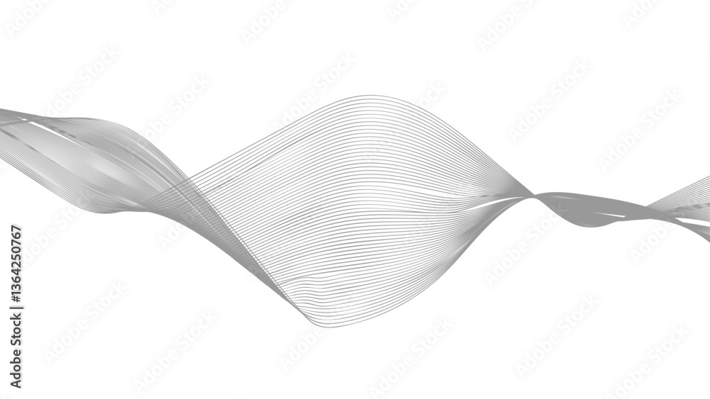 Sticker thin wavy line abstract background. abstract black lines wave curve motion on white background. vect