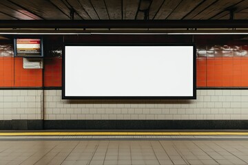 Clear Pixel Visual of a Large White Billboard on the Wall of a Subway Station