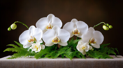  elegant white orchid and fern bouquet