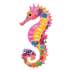 Seahorse Surrounded by Vibrant Coral Reef