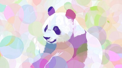 Cute Panda Bear Pastel Background Illustration.