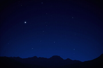 night sky with stars and mountains in the background