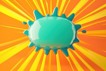 Yellow and Cyan 3D Comic Speech Bubble on Dynamic Stripes.