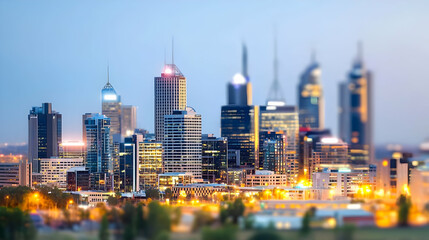 Obraz premium Blurred Miniature Cityscape at Twilight