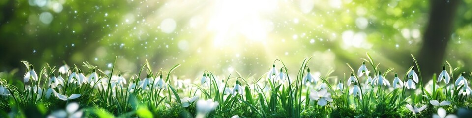 Fototapeta premium Springtime Meadow with Snowdrops