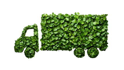 truck made of green leaves - PNG 