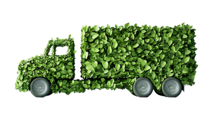 truck made of green leaves - PNG 