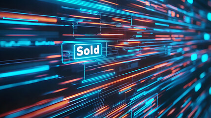 Dynamic digital sales visualization online marketplace infographic futuristic environment eye-level view commerce concept