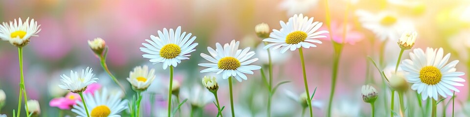 Naklejka premium Delicate Daisies in a Sunny Meadow