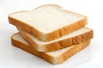 Stack of Three Slices of Fresh White Bread, Close-up Studio Shot