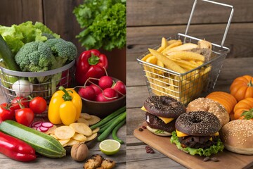 Healthy vs. Unhealthy A Vibrant Visual Comparison of Food Choices