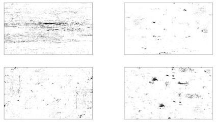 Set of fading wavy rectangular grunge. Black vertical dotted textured element collection. Stippled halftone object pack. 