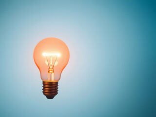 Illuminated Light Bulb on Blue Background, Idea, Concept, Energy, Innovation, Creativity, Brightness.
