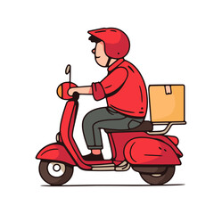 Delivery man on scooter with package