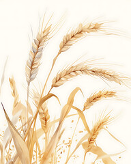 .Illustration of trees, leaves, grass and various botanical elements on a white background.