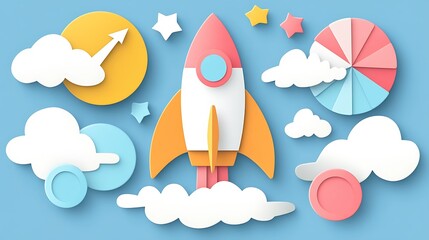 Rocket Launch Startup Success Growth.