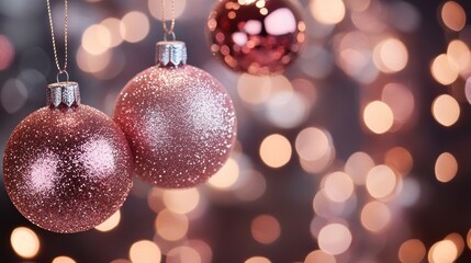 Sparkling Pink Christmas Ornaments