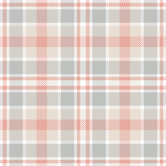 Soft White and Light Pinkish Tan Seamless Tartan Textile Design