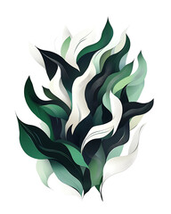 Fototapeta premium illustrations of various trees, leaves, grasses, and botanical elements on white background.