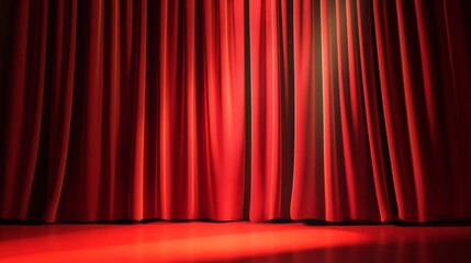 Red stage curtain with a spotlight background.