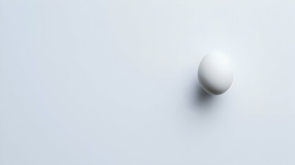 Single White Egg on Plain White Surface with Soft Shadow and Minimalist Aesthetic