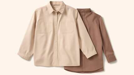 Casual Shirts in Beige and Brown on Neutral Background  