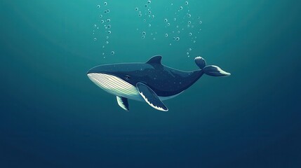 Naklejka premium Minke Whale Ocean Underwater Wildlife Animal.