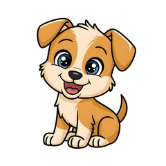 A cartoon dog with a big blue eyes and a brown nose