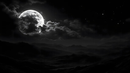 Fototapeta premium Full Moon in Dark Sky