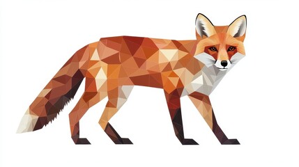 Obraz premium Red Fox with Low Poly, Animal, Wildlife, and Vector.