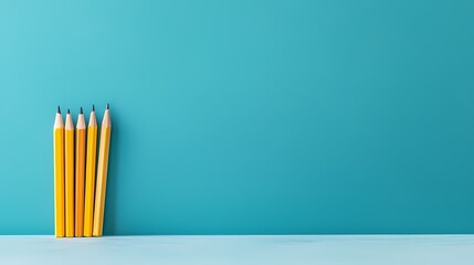 Yellow Pencils on Teal Background, Simple stationery image, yellow pencils against a teal wall.