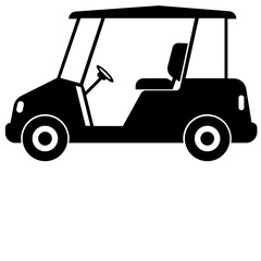 Golf car icon.Sport, vehicle transport. Outline, Car for golfers. Passenger transportation. Golfcar silhouette design vector style in a golf club with a car icon,black golf car icon vector.