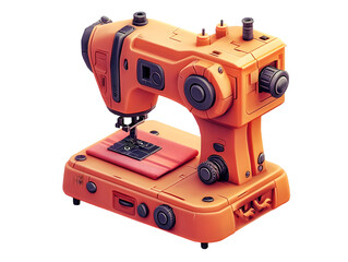 Fototapeta premium Orange sewing machine isolated on Transparent Background for sewing projects