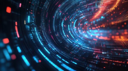 Obraz premium Abstract Digital Tunnel Futuristic Data Stream, Cyberspace, Technology Background