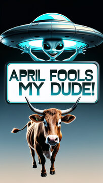 Funny Alien Prank on Cow with UFO &ndash; April Fools Joke Featuring Extraterrestrial, Spaceship, & Classic Cattle Abduction Twist
