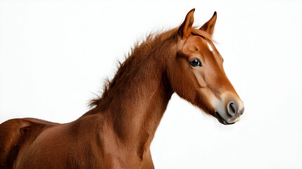Fototapeta premium Young Foal Profile Against White Background
