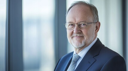 A focused business professional listens intently, exuding confidence and attentiveness in a formal setting.
