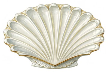 White elegant sea jacobean scallop shel isolated on transparent background