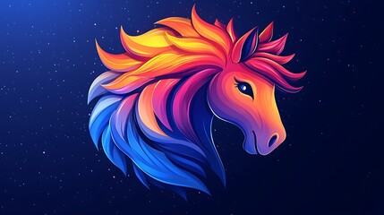 Colorful cartoon horse with vibrant mane high resolution picture