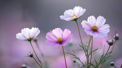 Fototapeta premium Soft Pink And White Cosmos Flowers