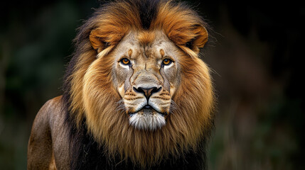 Majestic lion with striking mane in wild