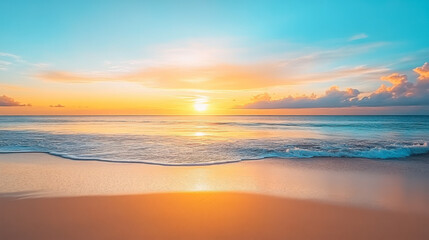 Closeup of sand on beach and blue summer sky. Panoramic beach landscape