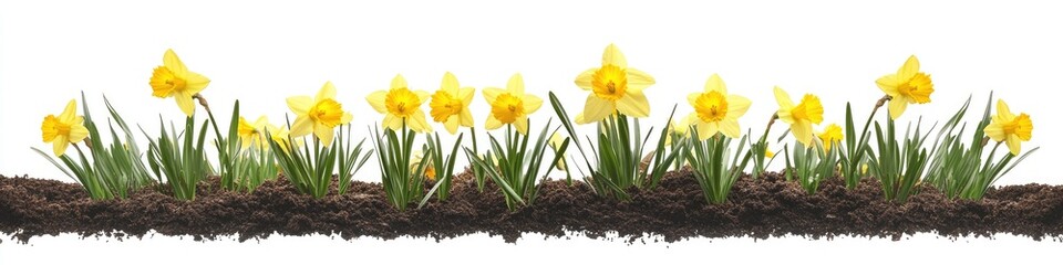 Spring Daffodils in Garden Soil
