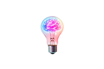 Fototapeta premium Lightbulb with Brain Inside Transparent Background – Innovation, Creativity, Ideas