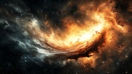 Obraz premium cosmic black hole with accretion disk